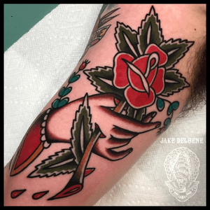 Had fun with this one. #heartandsoultattoo #hand #rose #traditional #traditionaltattoo 