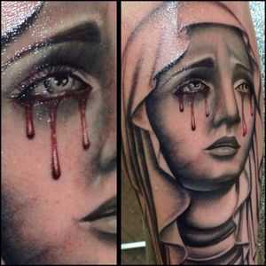 #ShannonBrownArt #WestChesterPA #LocalColorTattoo #LocalColorInk #mothermary #portraittattoo #realism 