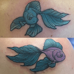 Mother-daughter tattoo, bottom is a flash drawing, top is customized, both on soulder blade