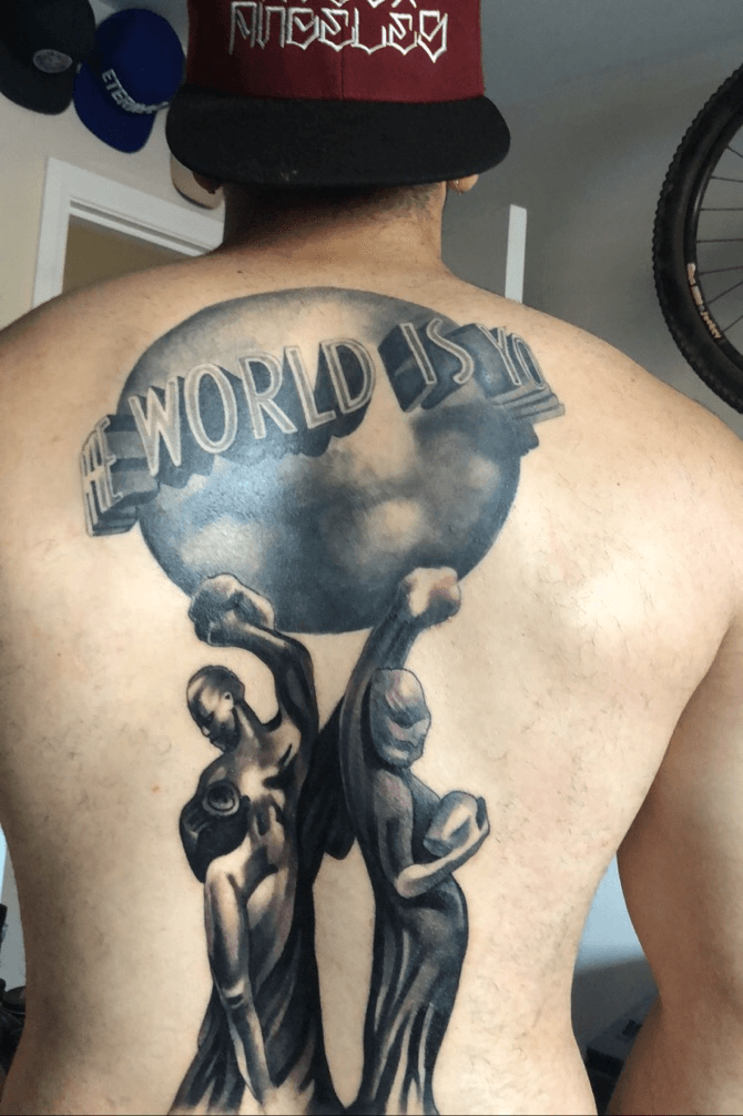 Tattoo uploaded by cchavez347 • The world is yours statue, scarface •  Tattoodo