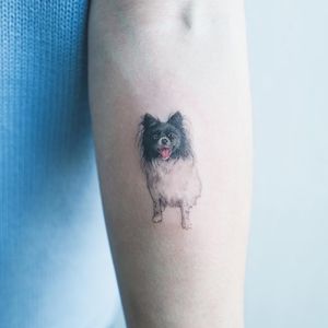 Tattoo by Sol Tattoo #SolTattoo #Sol #dogtattoos #realistic #realism #painterly #color #hyperrealism #dog #animal #petportrait #pet #portrait #cute #friend