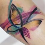 Tattoo by Tyna Majczuk #TynaMajczuk #painterly #watercolor #brushstrokes #abstract #butterfly #wings #nature #ink #splatter #color