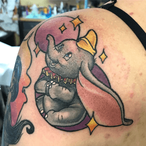 Dumbo from Disney, flash drawing, shoulder blade