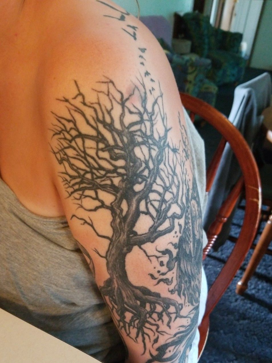 Diving Swallow Tattoo  Oak branch by Cedre Cedre Tattoos cedretattoos   Facebook