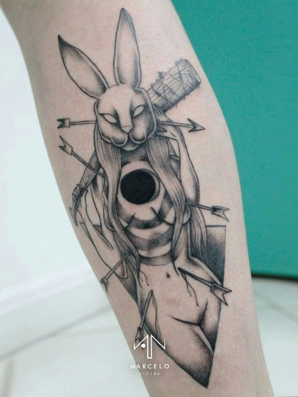 Tattoo uploaded by Marcelo Vieira • Dark Rabbit 🐰#art #tattoo #blackwork  #dotwork #rabbit #animal #sketch #arte #tatuagem #ilustração #illustration  #color #painting #pontilhismo #geometrictattoo #tattoodo #draw #drawing  #vsco #line #dark #horror ...