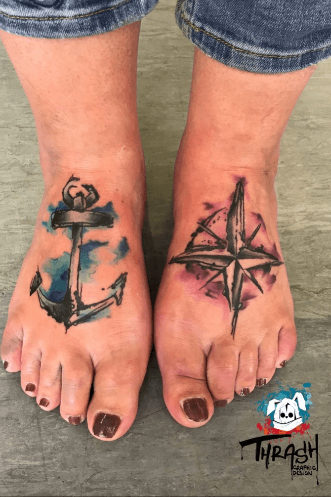 Colored Anchor Tattoo On Foot  Tattoo Designs Tattoo Pictures