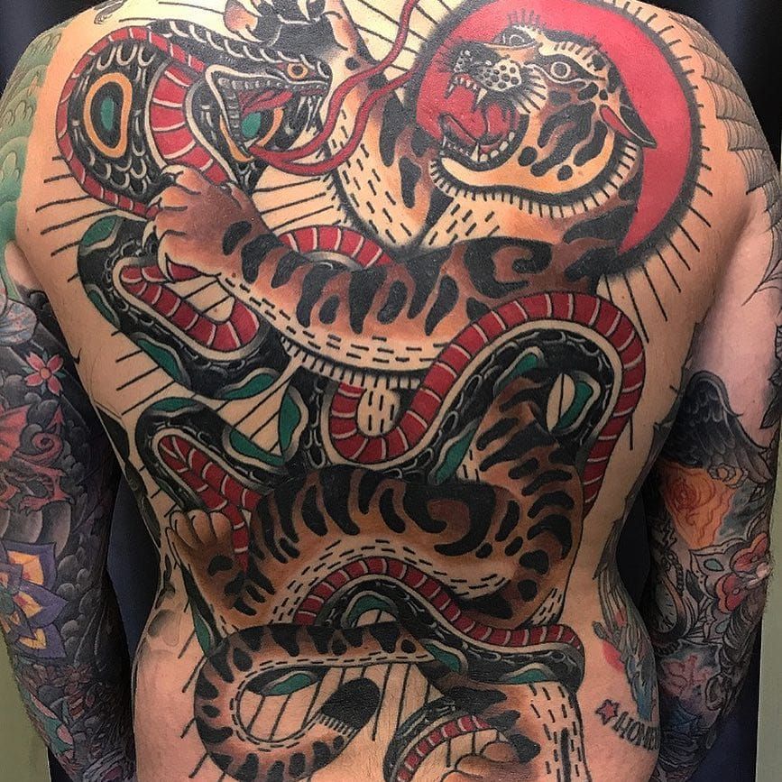 american traditional back piece  All Things Tattoo