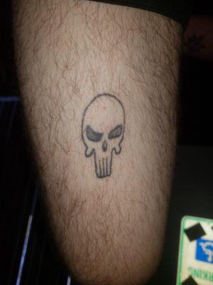 #Punisher - #Thigh - #selftattooing 