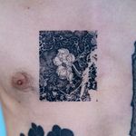 Tattoo by Oozy #Oozy #favoritetattoos #TakatoYamamoto #Japanese #flower #floral #dotwork #linework #detailed #chesttattoo #blackwork #illustrative #eruguro