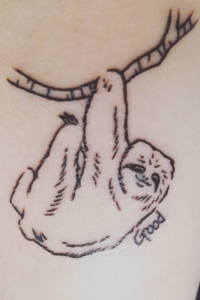 Too cute might delete later  Baby sloth peeping behind the tee for  Isabel Thanks again tattoo sloth slothtattoo portraittattoo   Instagram