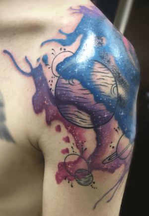 Watercolor universe tattoo #watercolor #color #space #universe 