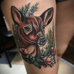 Deer tattoo #deer #color #flower 