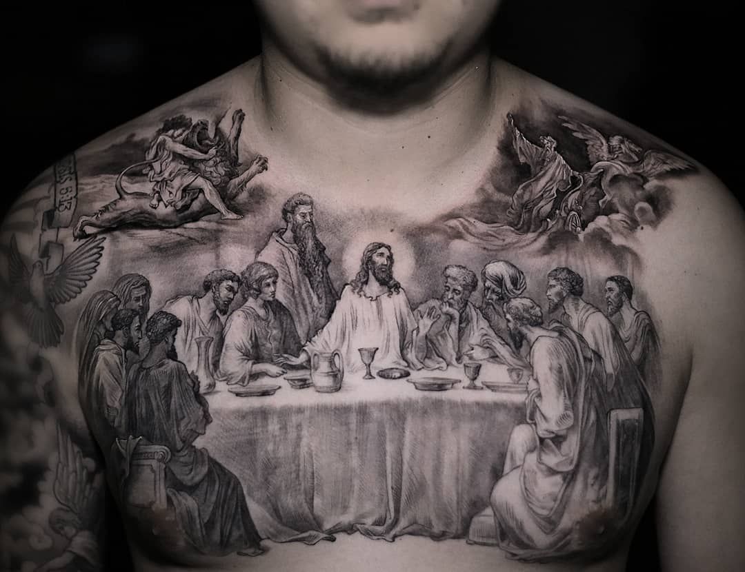 black jesus last supper tattoo