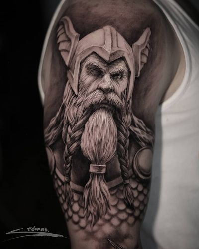 Odin, one of my own tattoo designs coming to life on skin, loved tatto