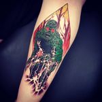 Tattoo by Onnie O'Leary #OnnieOLeary #newschool #color #illustrative #comicbook #scifi #surreal #strange #graphic #popart #swampthing #monster #swamp #thing