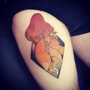 Tattoo by Onnie O'Leary #OnnieOLeary #new school #color #illustrative #cartoon #scifi #surreal # weird #graphic #popart # sweet #ass #touch #cuddle #part tattoo #woman