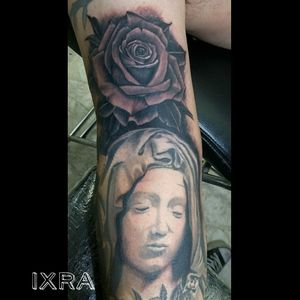 Madonna And rose tattoo