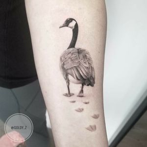 Awesome piece dedicated to protecting an area in CT from waterfowl hunters 😍 lots of respect Andrea!!!#canadiangoose #bird #tribute #taot #tattoo #tattoodesign #ttblackink  #rad #instaart #instaink #gorgeous #newyorker #outstanding #awesome  #blacktattooart #finelinetattoo #birdtattoo #footprints #tattoosnyc #tattooart #tattooartist #tattoogirl #nyc #singleneedletattoo #singleneedle