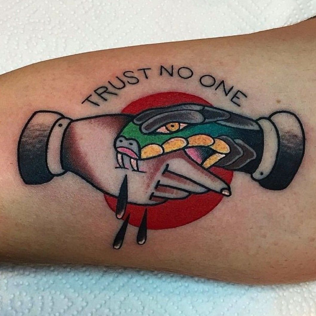 Trust No One Tattoo done by Chris from ElectricLady Land tattoo in NOLA  r tattoos