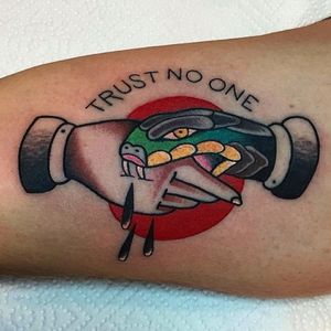 #oldschool#traditional#tattoo#trust#no#one#snake#green