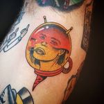 Tattoo by Onnie O'Leary #OnnieOLeary #newschool #color #illustrative #comicbook #scifi #surreal #strange #graphic #popart #astronaut #space #smoking #cigarette