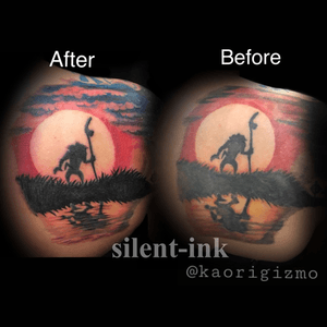 #silentink #kaorigizmo #covertattoo #tattoo #刺青 #disney #lionking #rafiki #Jack #skellington #sally #likes 