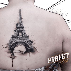 Eiffel tower tattoo done by Zachary Smith @ Profet Ink Tattoo Studio