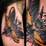 Tattoo by Vale Lovette #ValeLovette #deathmothtattoos #color #neotraditional #moth #insect #death #skull #animal #nature #Artnouveau #ornamental