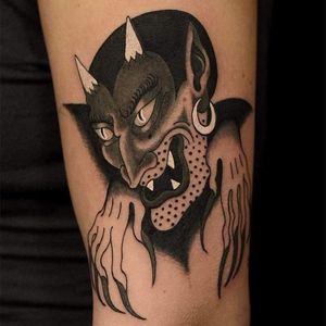 Tattoo by Marcelina Urbanska #MarcelinaUrbanska #satanictattoo #satan #devil #hell #hades #demon #evil #darkart #blackandgrey #portrait #dots
