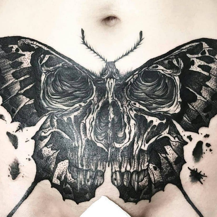 Moth Stomach Tattoo  Etsy