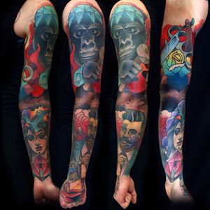 Sleeve by @fishero - Freihand tattoo #sleeve #sleevetattoo #fishero #fisherotattoo