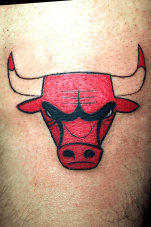 My very first tattoo on real skin. Did this on myself. #bulls #firsttattoo #newink #chicago #amateur #beginner #selftattoo #selftaughtartist 