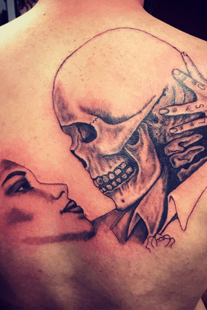 Tattoo done at A Magickal Place Derby skull tatt