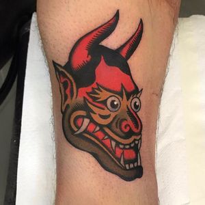 Tattoo by Francesco Ferrara #FrancescoFerrara #satanictattoo #satan #devil #hell #hades #demon #evil #darkart #horns #hannya