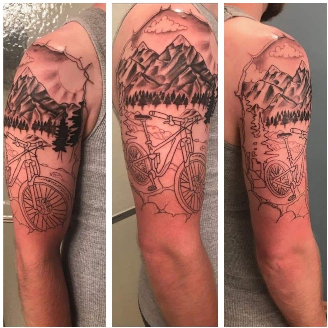Tattoo uploaded by Josh Jones • Parr 1/2 of my mountain bike half sleeve done by Clint at Big Brain West in Omaha NE. • Tattoodo