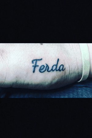 Ferda.    Hand tattoo #tattoo #word #black #script. IG@an_geloop