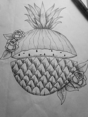 #watermelon #color #colors #colorful #colortattoo #rose #roses #nature #pineapple #blackandgreytattoo #Black #blackandgrey CAN DO THE TATTOO