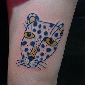 Tattoo by Aleksandr Tagunov #AleksandrTagunov #junglecattattoos #color #linework #illustrative #junglecat #leopard #cat #drawing #cute