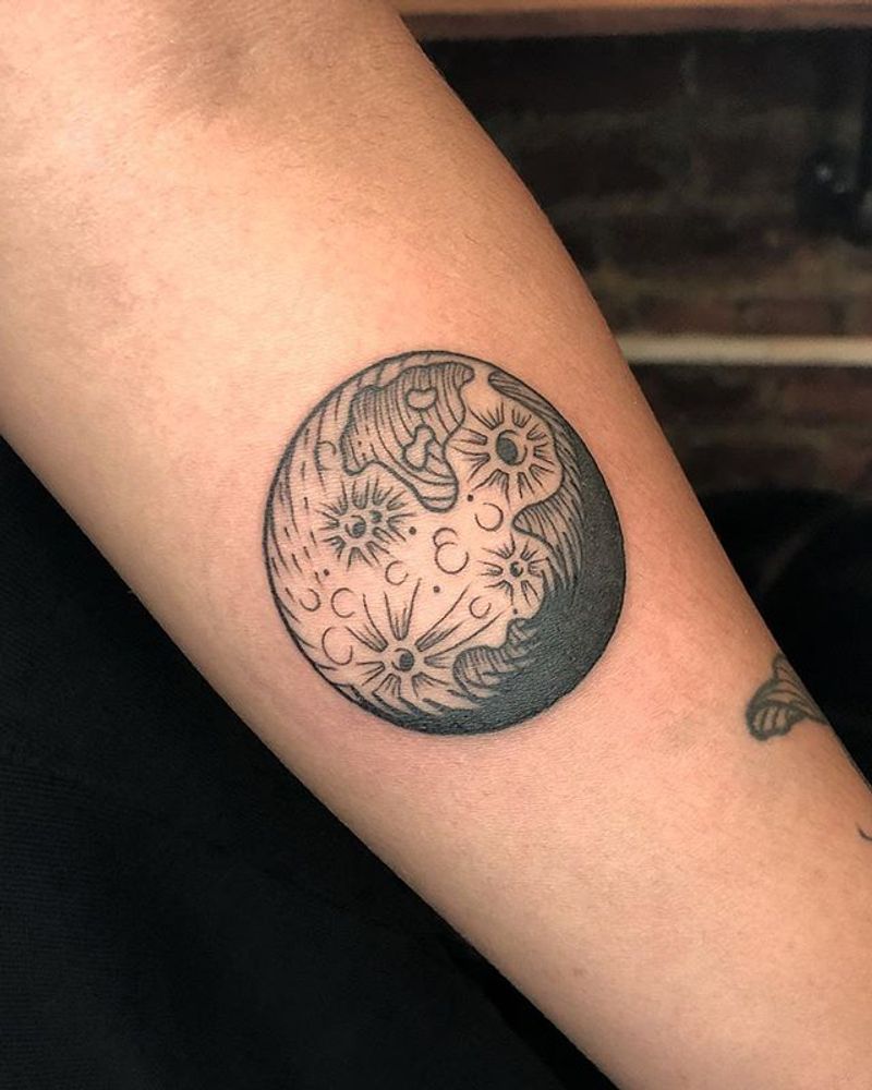 Tattoo uploaded by Dukkha Tattoo • Waning moon. The design is a