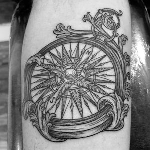 Blackwork Compass Tattoo Design