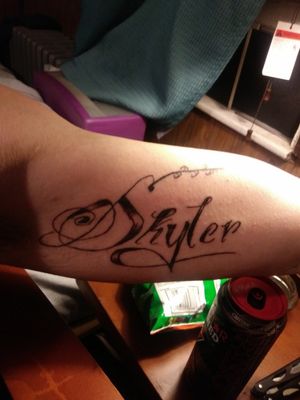 Tattoo I did on my brother Mike Hine's inner left bicep... For his daughter Skyler