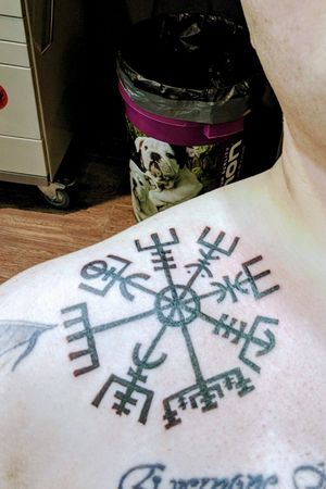 Norse vegvisir done by Theo at Medusa Tattoo Studio; Chania, Greece