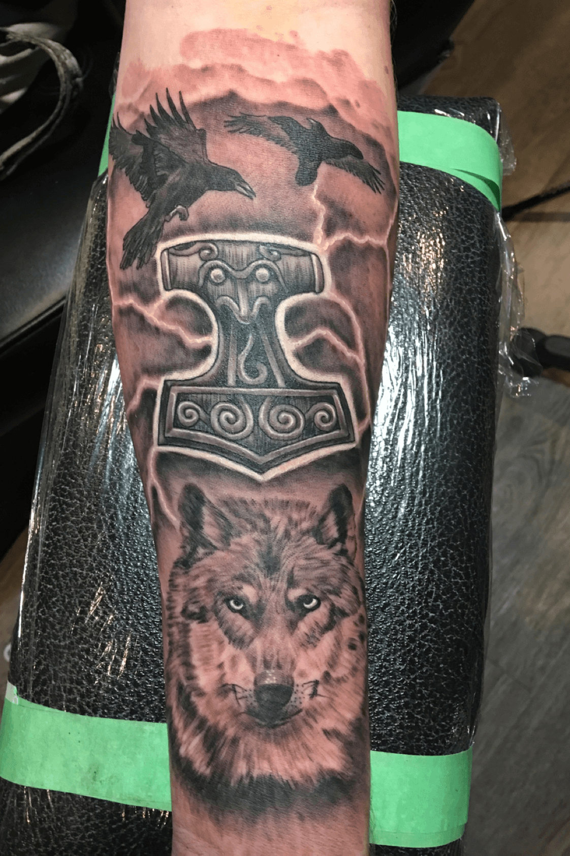 Odins Wolves Tattoo by Stevie Monie TattooNOW