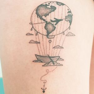 #Tattoo #hotairballoon #boattattoo #world 