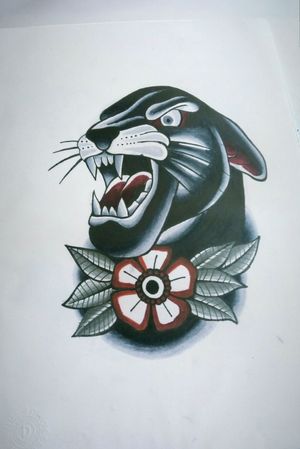 Old school panther tattoo design