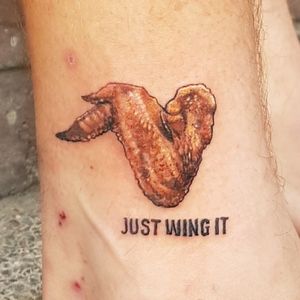Excuse the mosquito bites. #justdoit #justwingit #chicken #chickenwing #realismtattoo 