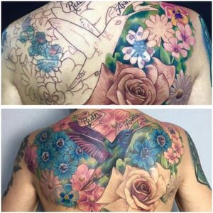 Double cover up backpiece. Lower image is healed. 