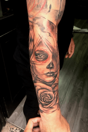 #tattoo #abstract #rose #muerte #sleeve 
