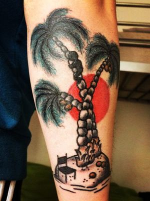 #traditional #traditionaltattoo #palms #isle #sun #color 