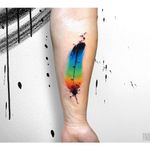 By #SyzmonGdowicz #pain_ting #feathertattoo #color #pride #watercolor 